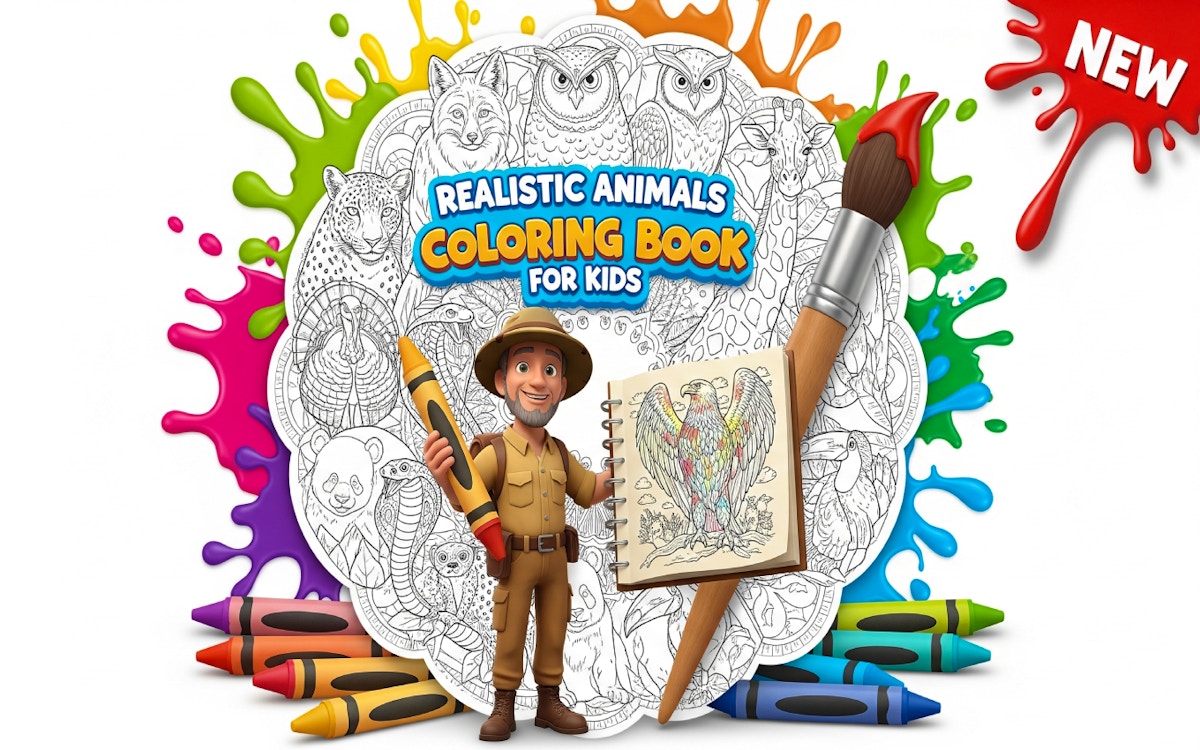 Realistic Animals Coloring Book for Kids