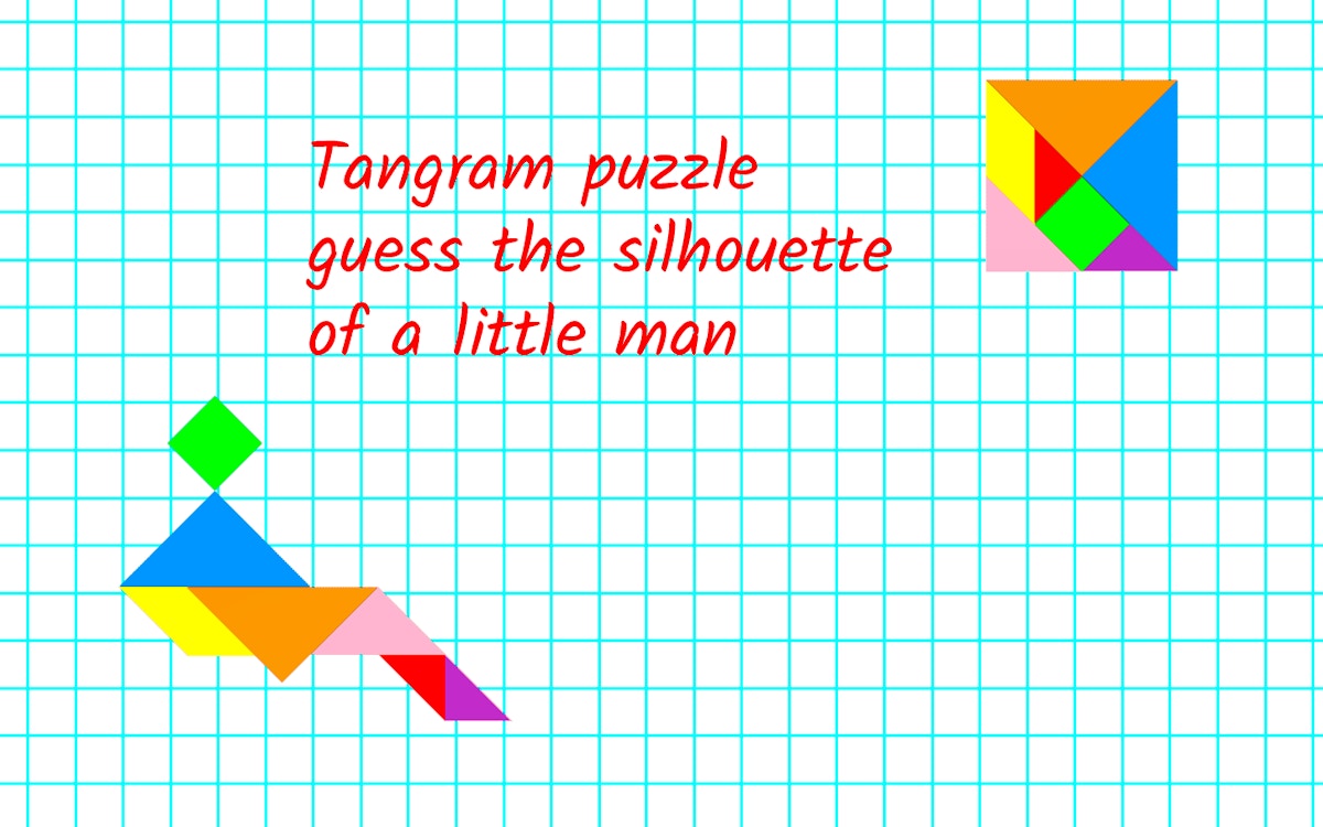 Tangram puzzle guess the silhouette of a little man